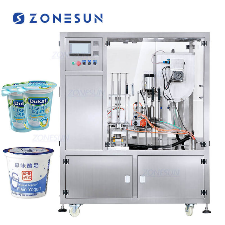 filling and sealing machine for cups