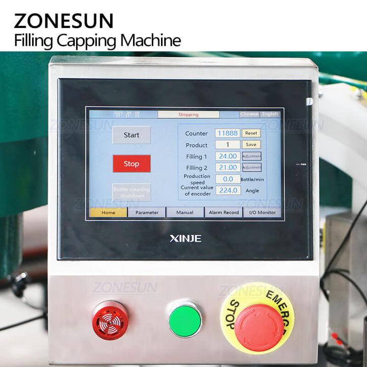 control panel of filling machine
