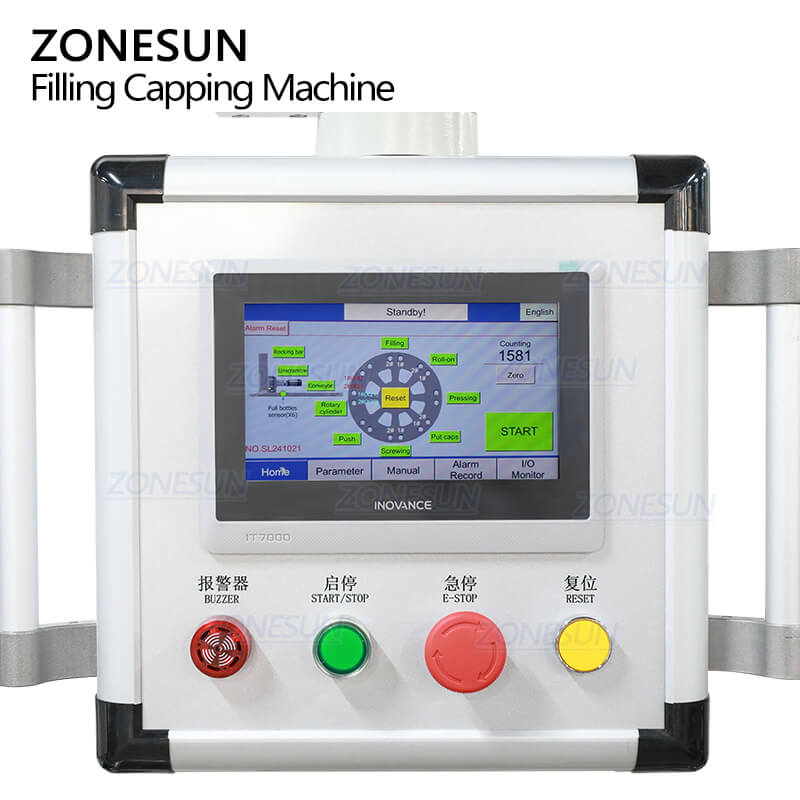 control panel of filling capping machine