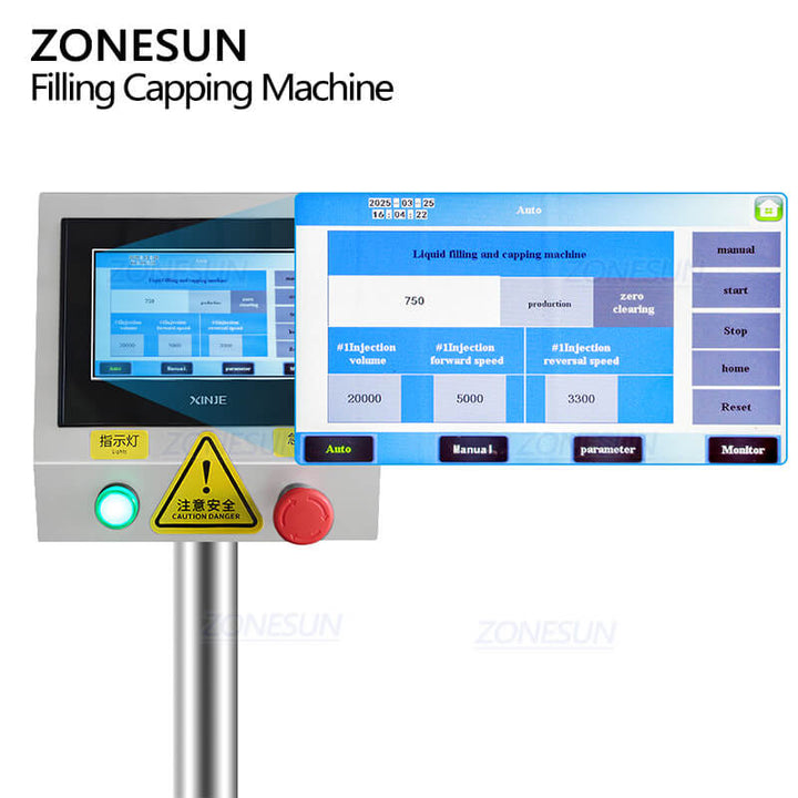 control panel of filling capping machine