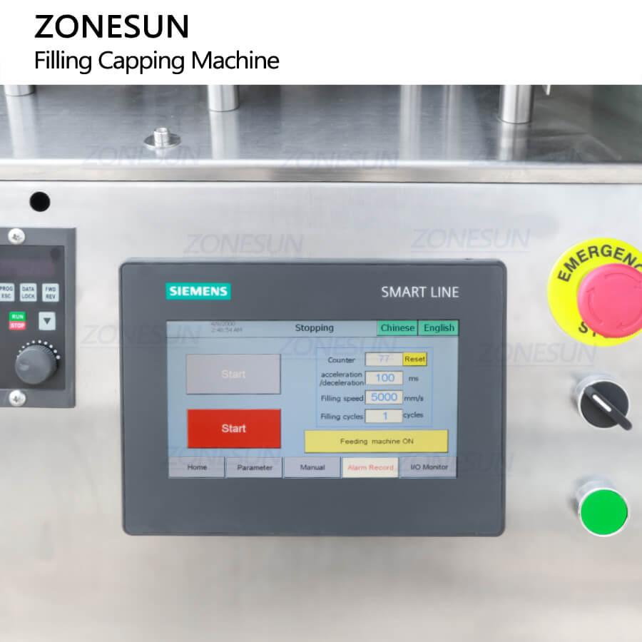 control panel of liquid filling capping machine