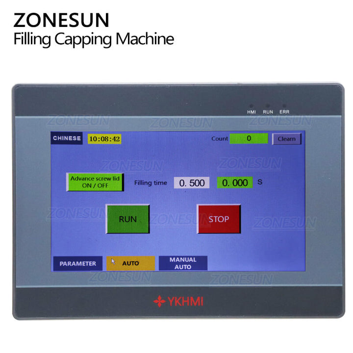 control panel of liquid filling machine