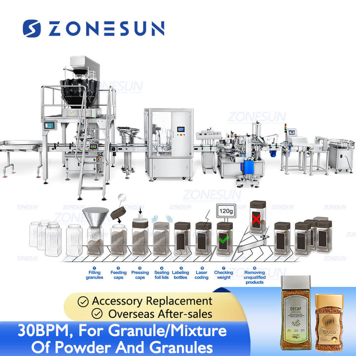 zs-fal180g7 filling packing line for coffee powder and granule