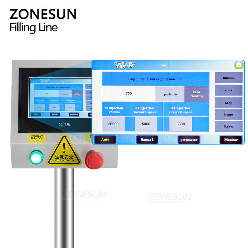 control panel of filling line