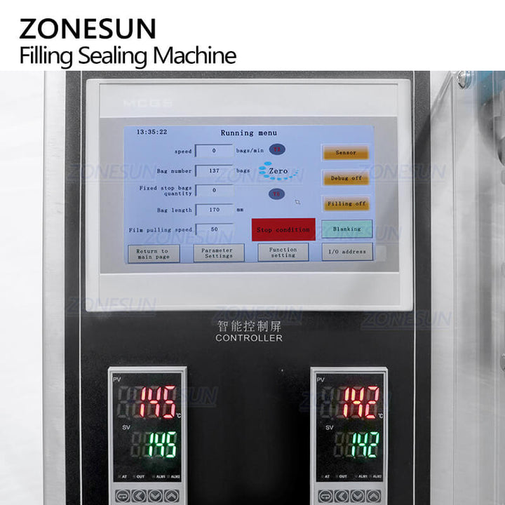 control panel of powder filling sealing machine