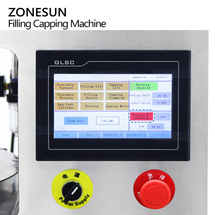 panel of liquid filling capping machine
