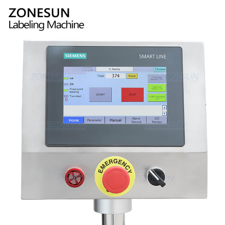 control panel of bottle labeler