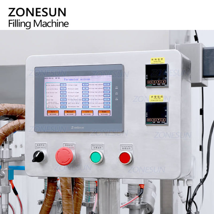 ZS-YT6T-6PXH Automático Servo Motor 6 CABEZAS Salsa de chile Pasta de miel Jama Jam Botella Máquina de llenado de botella con calentador de mezclador