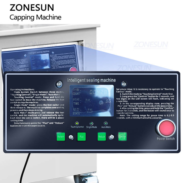 control panel of ZS-CS3 vertical can seaming machine