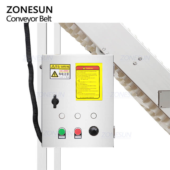 control panel of inclined elevator conveyor belt