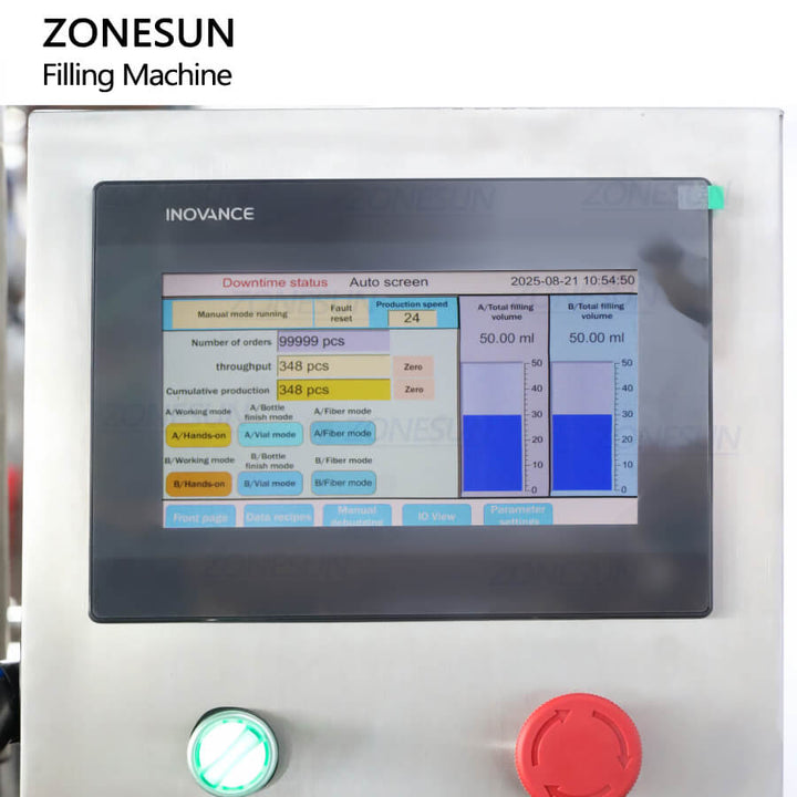 control panel of ZS-VTGTL automatic paste filling machine for cosmetic cream
