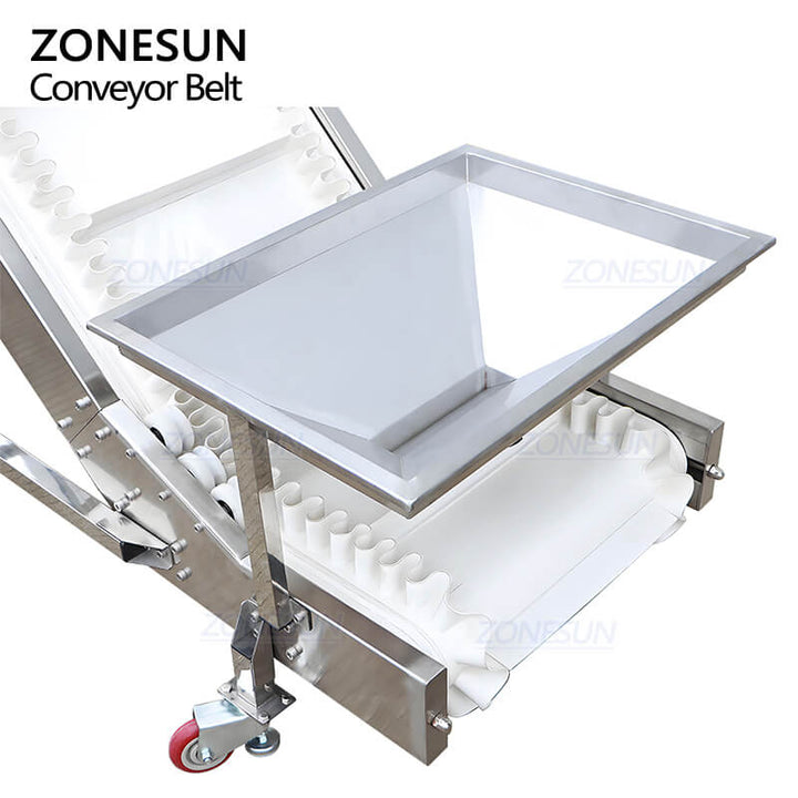 hopper of inclined granule feeding conveyor belt