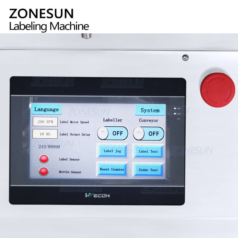 control panel of automatic horizontal labeling machine