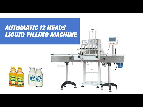 ZS-VTDP12P آلة تعبئة السوائل الأوتوماتيكية ذات 12 رأسًا من عصير الحليب والمانجو وزيت الزيتون ومستحضرات التجميل