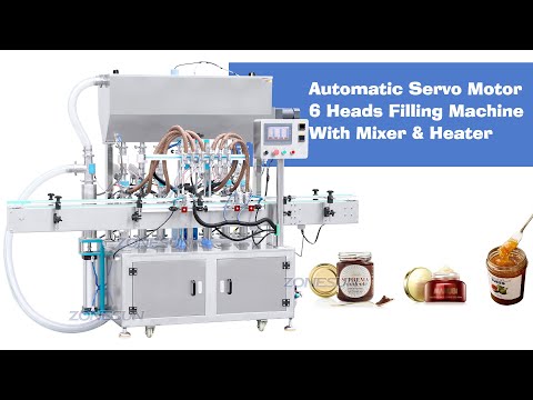 ZS-YT6T-6PXH Automático Servo Motor 6 CABEZAS Salsa de chile Pasta de miel Jama Jam Botella Máquina de llenado de botella con calentador de mezclador
