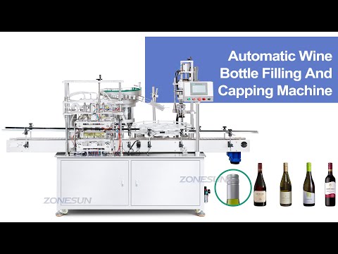 ZONESUN ZS-AFC880 Monoblock Automático 4 Cabezas Máquina de Tapping Ropp para Botellas de Whisky, Aceite de Oliva y Licor