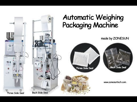 Zonesun aliments café grain grain automatique pesant la machine à emballage Sac en poudre à trois joints latéraux Machine de remplissage avec imprimante de date