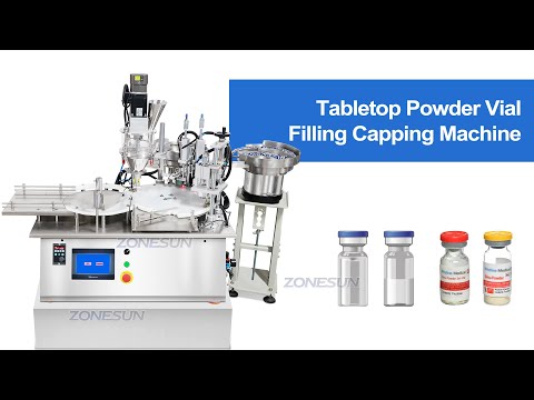 powder vial filling capping machine video