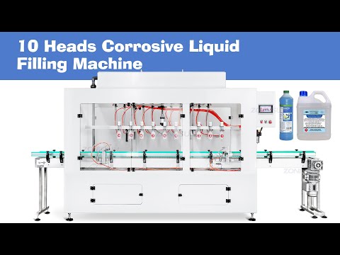 ZONESUN ZS-YTCR10A Automatic 10 Heads Bleach Toilet Cleaner Corrosive Chemical Liquid Fertilizer Anti-corrosion Plastic Bottle Filling Machine