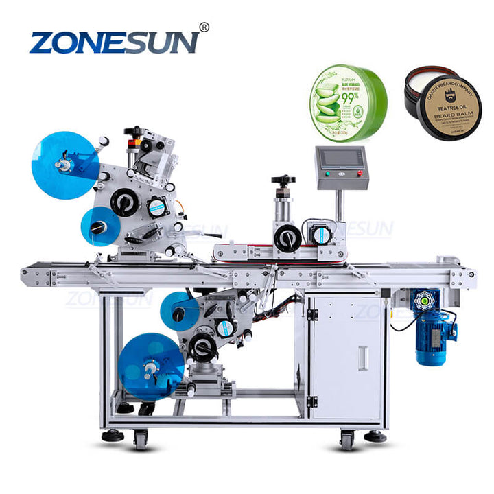 automatic top bottom side labeling machine for can