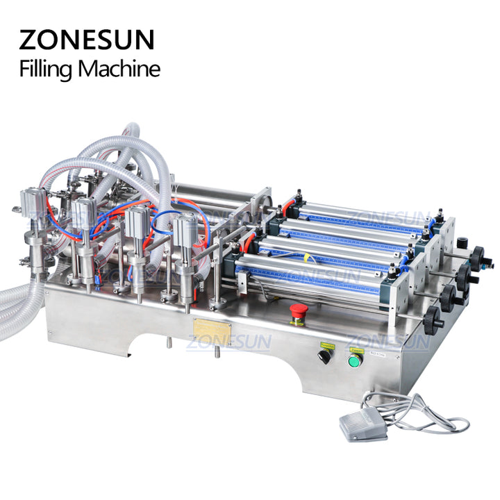 4 heads pneumatic pistion liquid filling machine
