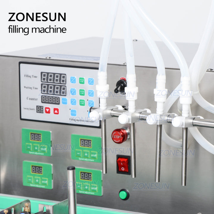 filling nozzle of 4 heads desktop automatic liquid filling machine