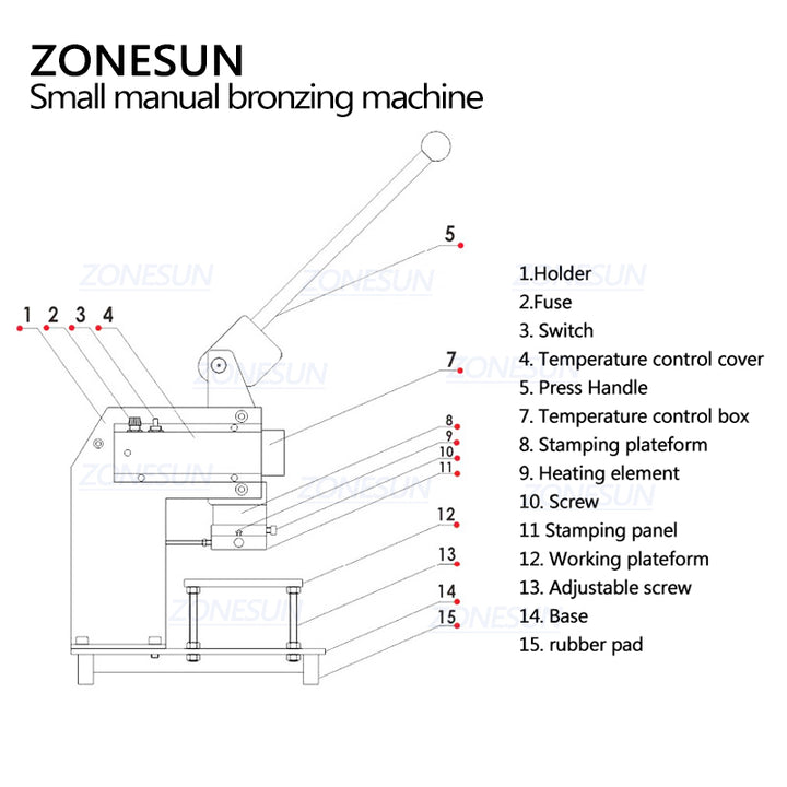 ZONESUN Manual Hot Foil Stamping Machine Leather Logo Embossing Machine - ZONESUN TECHNOLOGY LIMITED
