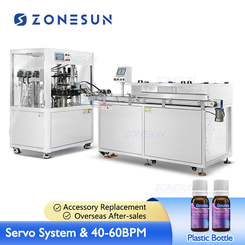 Essential Oil Solvent Plastic Bottle Servo Filling Capping Machine-ZONESUN