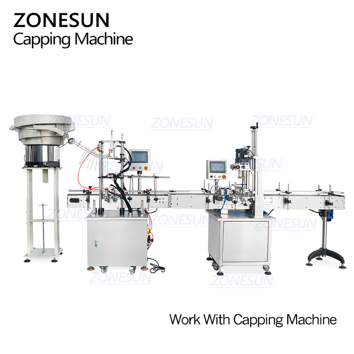 spray cap feeding machine with capping machine