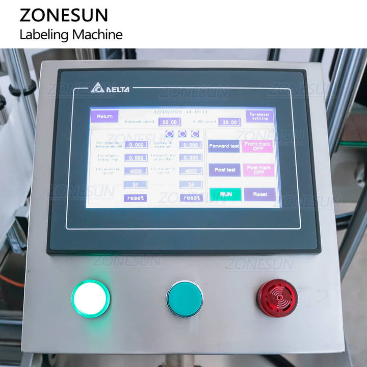 control panel of flat bottle labeling machine