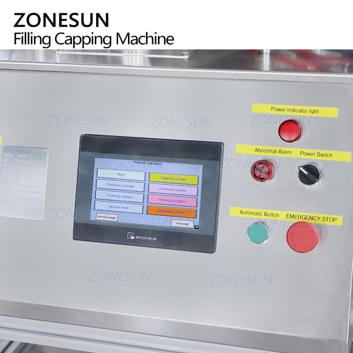 control panel of automatic vial filling crimping machine
