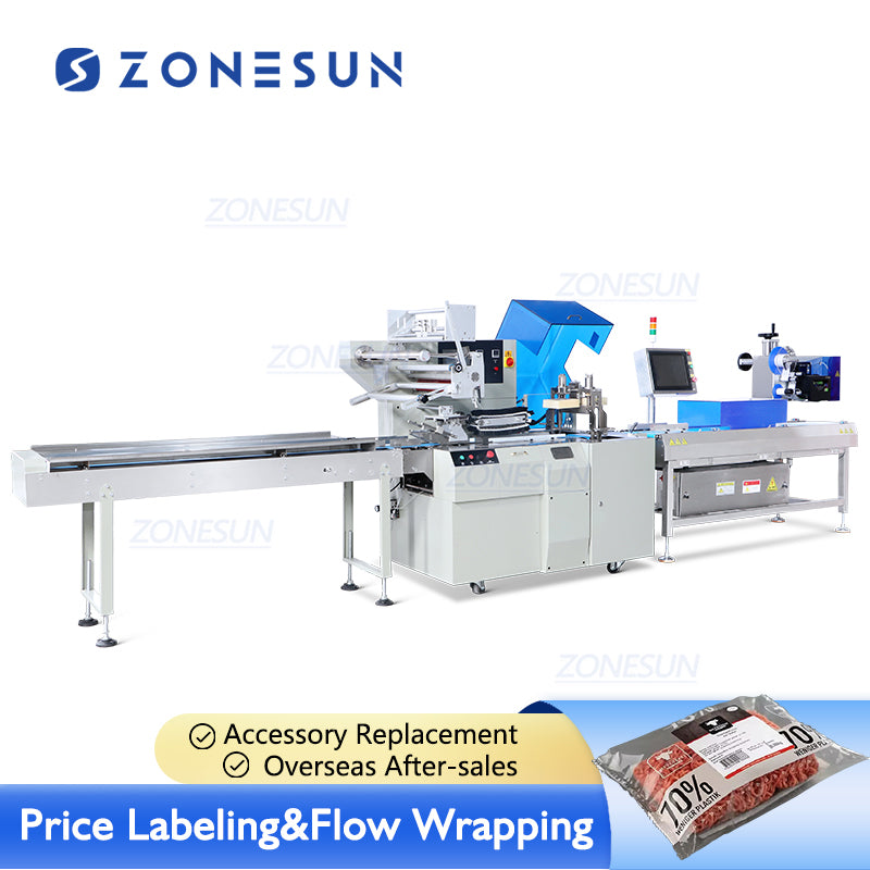 Real-time Weigh Price Labeler With Flow Wrapper Packing Machine-ZONESUN