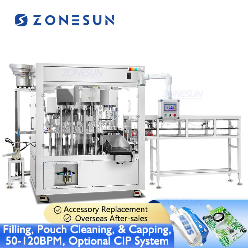 Spout Pouch Filling Capping Machine | ZS-AFC12M High Speed Filler