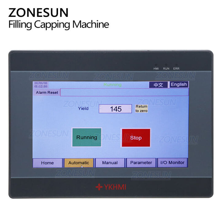 control panel of filling crimping machine