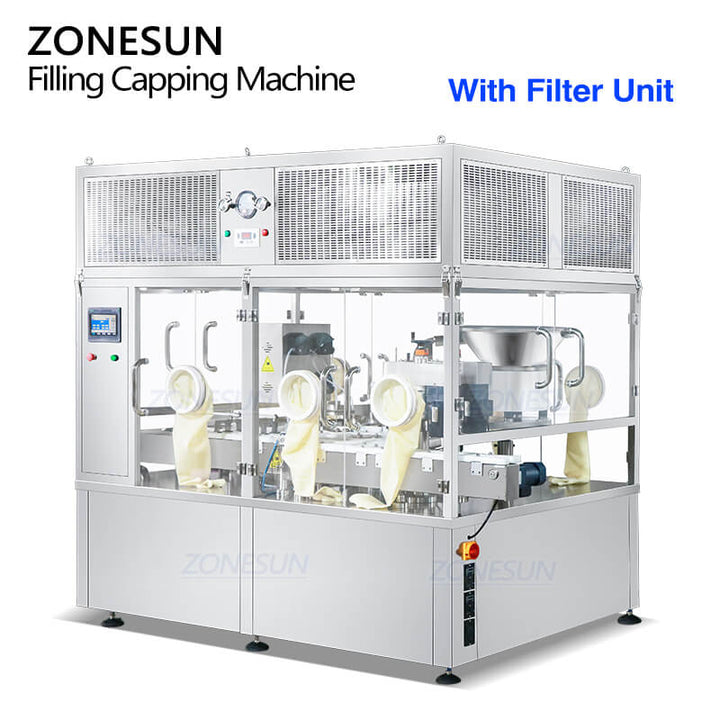 ZONESUN ZS-AFC39 Automatic 4 Head Peristaltic Pump Liquid Small Bottle Glass Vial Solvent Filling Capping Machine For Solution