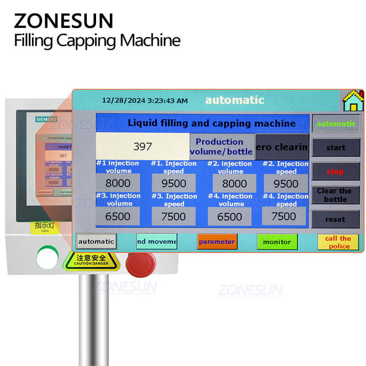 control panel of vial filling machine