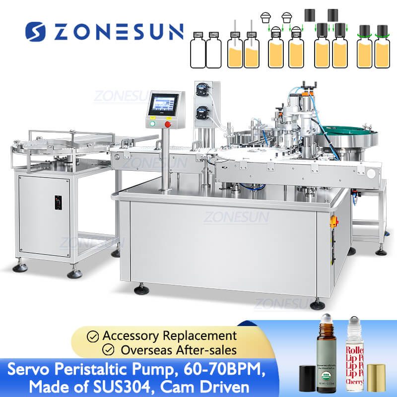 Roll-on bottle filling machine