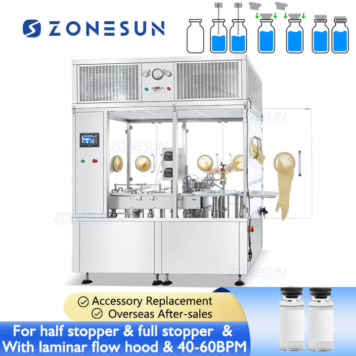 automatic vial filling half stoppering machine