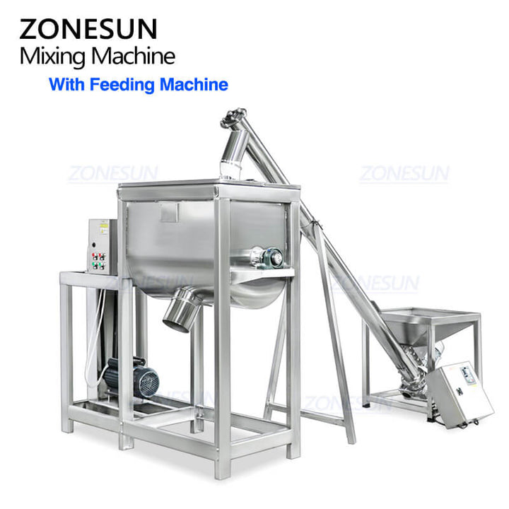 horizontal ribbon blender with feeding machine