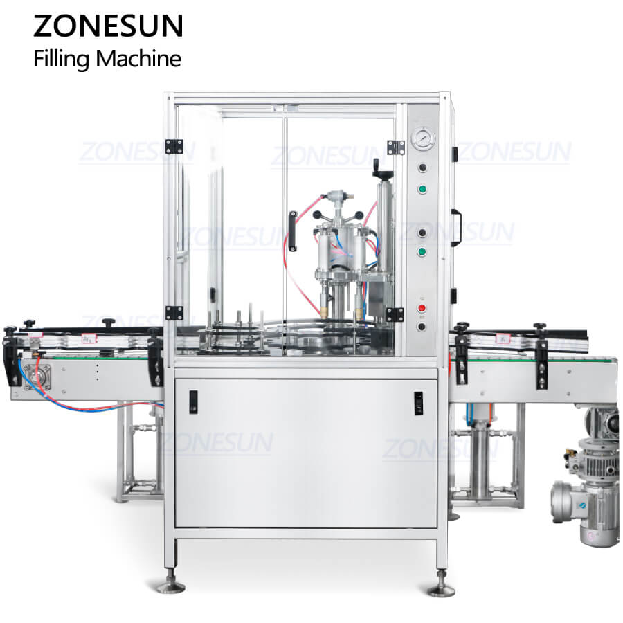 automatic aerosol can filling machine with dust cover