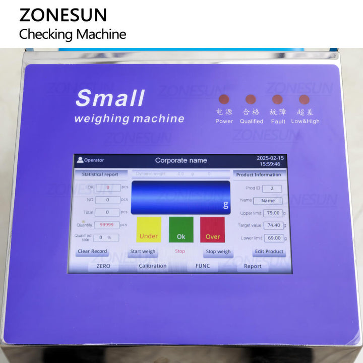control panel of automatic checkweigher