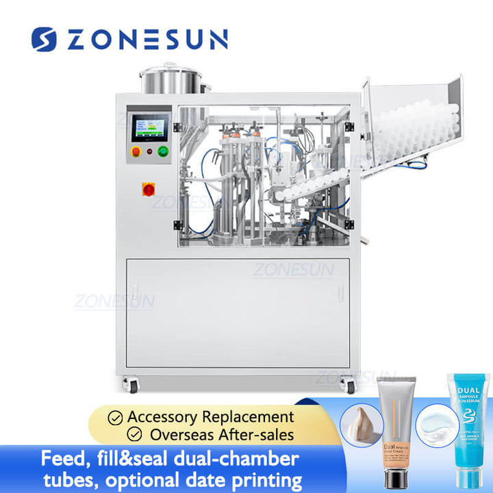 máquina llenadora y selladora de tubos de doble cámara