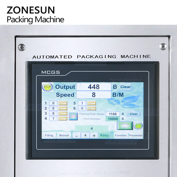 control panel of granules packing machine  