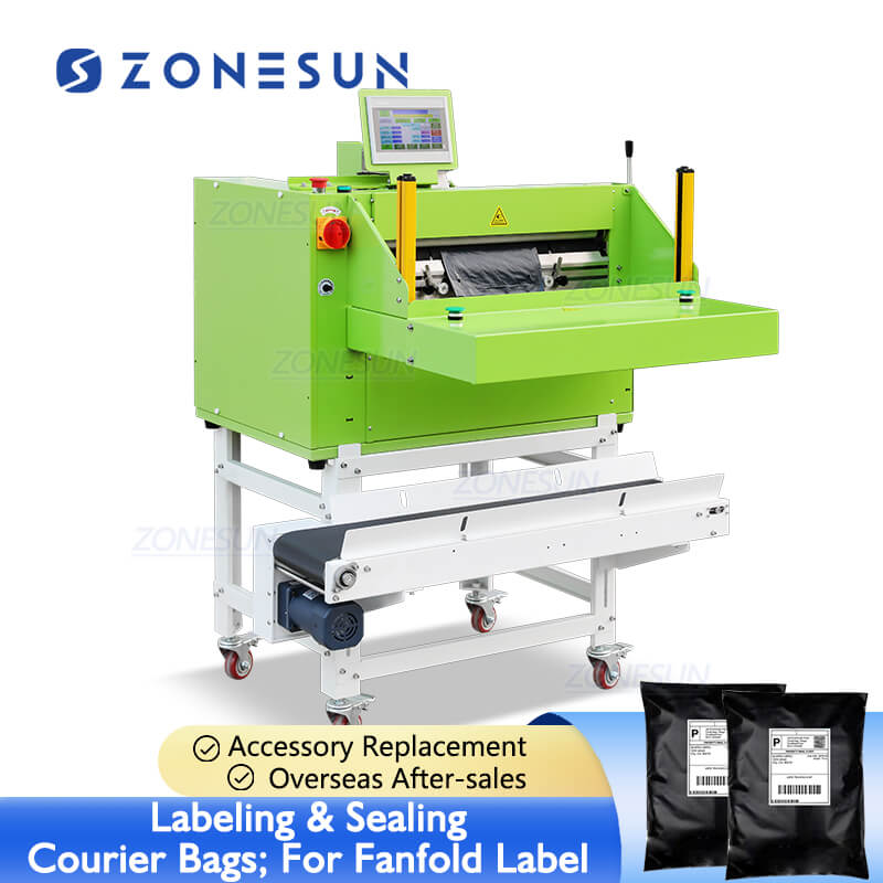 courier bag packaging machine for fanfold labels