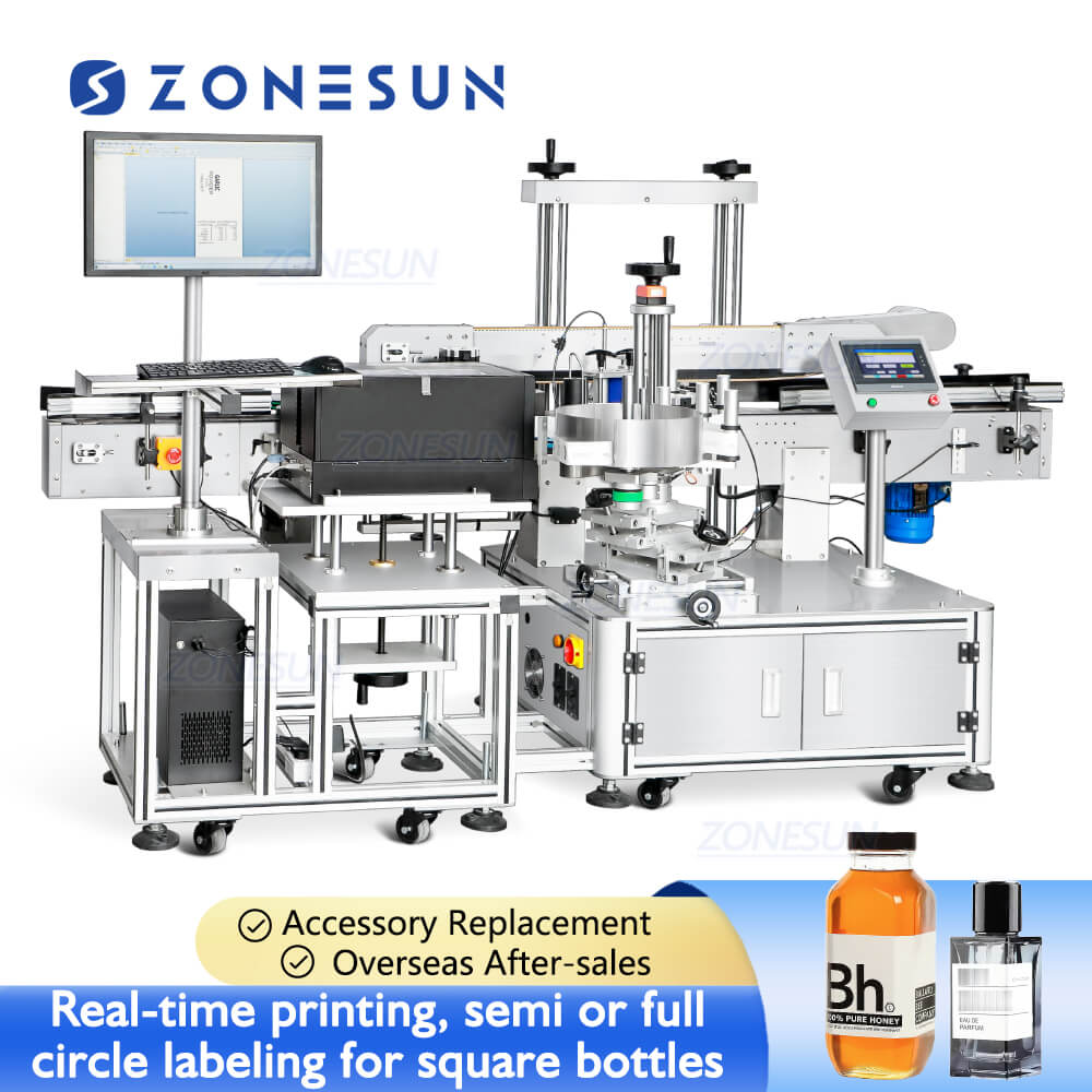 Square Component Labeling Square Bottle Labeling Machine | ZS-TB162PO Wrap-around Labeler