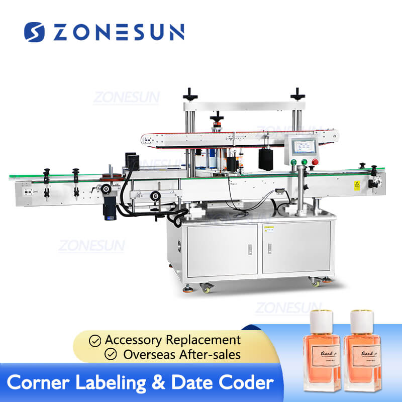 Corner Labelling Machine Corner Labeling Machine | ZS-TB501 Square Bottle Label Applicator ...
