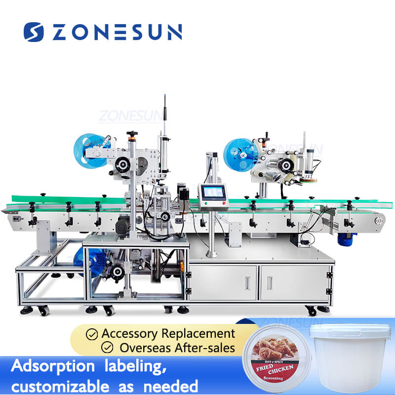 Bucket Labeling Machine | ZS-TB822Q Automatic Top & Bottom Labeler