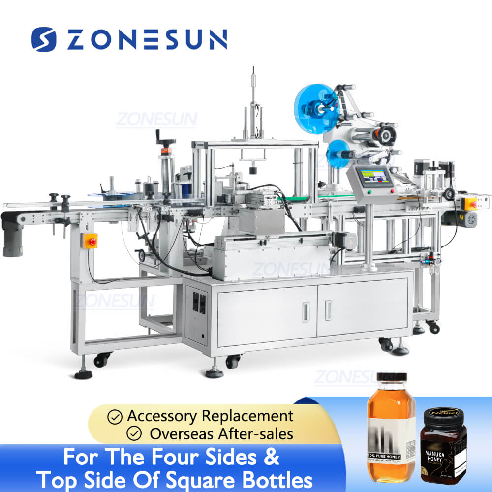Square Bottle Labeler | ZS-TB822X Wrap-Around Labeling Machine
