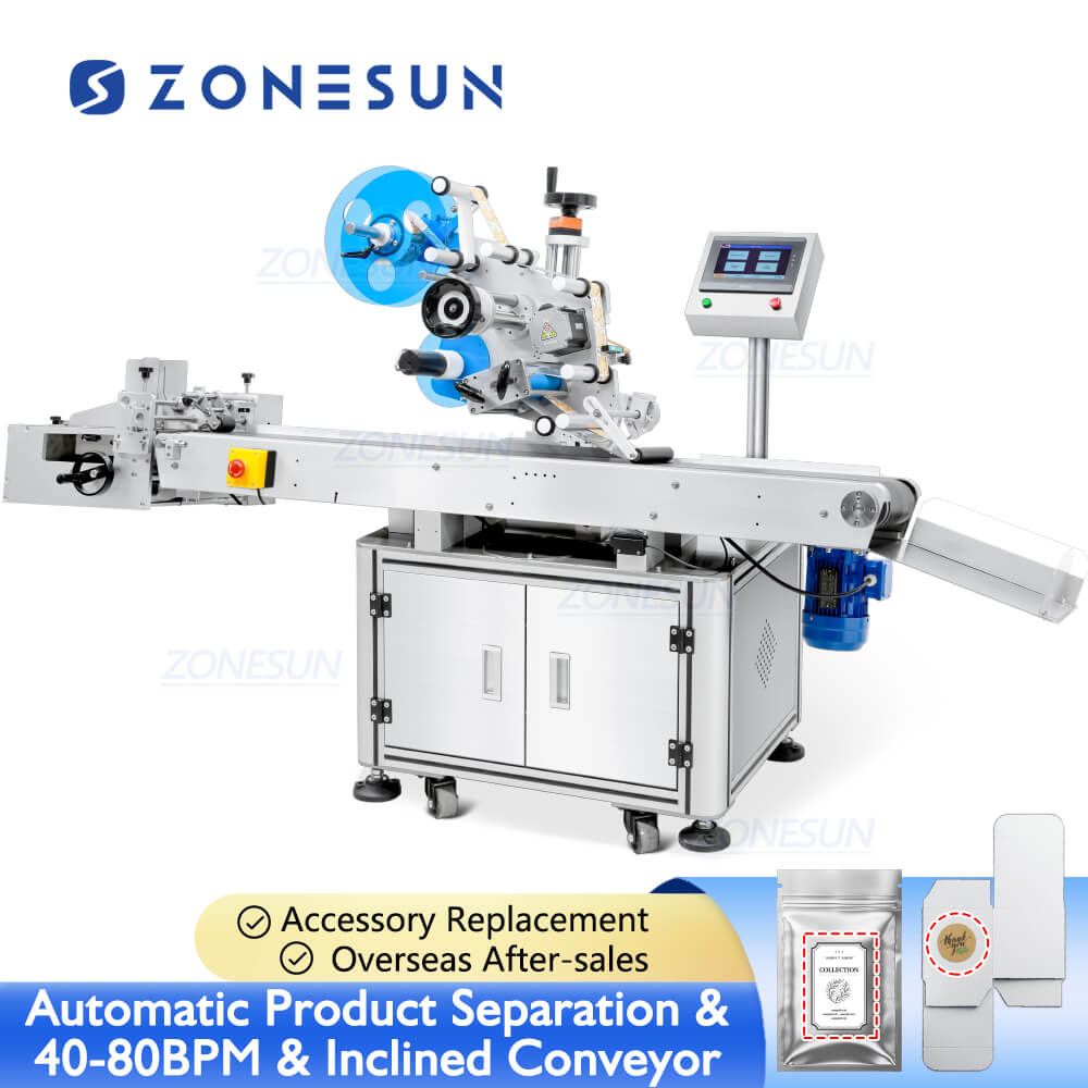 Automatic Top Side Labeling Machine | ZS-TB832 Flat Labeler