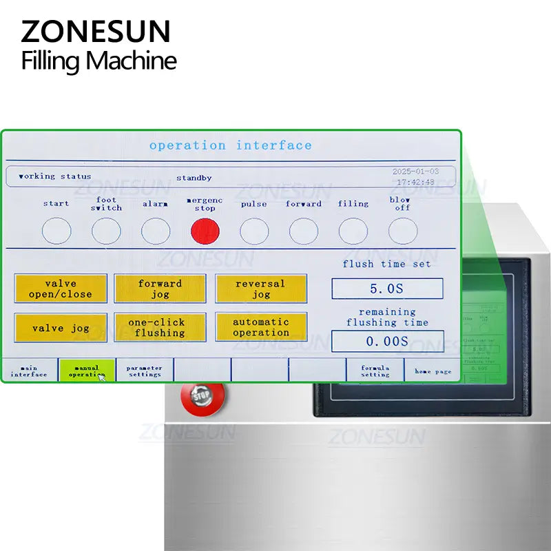 control panel of filling machine